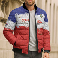Custom Costa Rica Football Bomber Puffer Jacket Map With Los Ticos Sporty Style - Wonder Print Shop