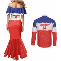 Custom Costa Rica Football Couples Matching Mermaid Dress and Long Sleeve Button Shirt Map With Los Ticos Sporty Style - Wonder Print Shop