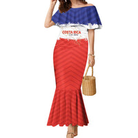 Custom Costa Rica Football Family Matching Mermaid Dress and Hawaiian Shirt Map With Los Ticos Sporty Style - Wonder Print Shop