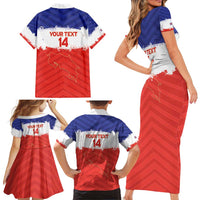 Custom Costa Rica Football Family Matching Short Sleeve Bodycon Dress and Hawaiian Shirt Map With Los Ticos Sporty Style - Wonder Print Shop