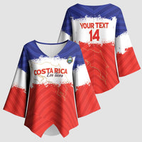 Custom Costa Rica Football Kimono Sleeve Blouse Map With Los Ticos Sporty Style - Wonder Print Shop