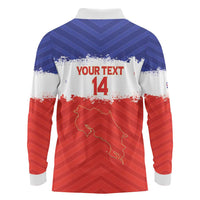 Custom Costa Rica Football Long Sleeve Polo Shirt Map With Los Ticos Sporty Style - Wonder Print Shop