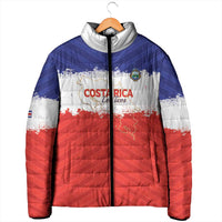 Custom Costa Rica Football Padded Jacket Map With Los Ticos Sporty Style - Wonder Print Shop