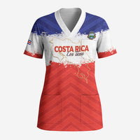 Custom Costa Rica Football Scrub Top Map With Los Ticos Sporty Style - Wonder Print Shop