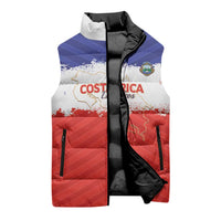 Custom Costa Rica Football Sleeveless Puffer Jacket Map With Los Ticos Sporty Style - Wonder Print Shop