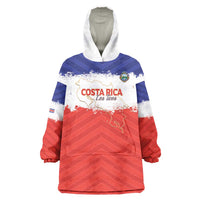 Custom Costa Rica Football Wearable Blanket Hoodie Map With Los Ticos Sporty Style - Wonder Print Shop
