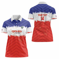 Custom Costa Rica Football Women Polo Shirt Map With Los Ticos Sporty Style - Wonder Print Shop