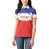 Custom Costa Rica Football Women Polo Shirt Map With Los Ticos Sporty Style - Wonder Print Shop