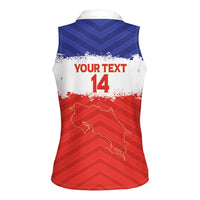 Custom Costa Rica Football Women Sleeveless Polo Shirt Map With Los Ticos Sporty Style - Wonder Print Shop