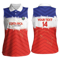 Custom Costa Rica Football Women Sleeveless Polo Shirt Map With Los Ticos Sporty Style - Wonder Print Shop