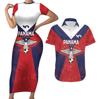Custom Panama Football Couples Matching Short Sleeve Bodycon Dress and Hawaiian Shirt Los Canaleros Harpy Eagle - Wonder Print Shop