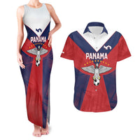 Custom Panama Football Couples Matching Tank Maxi Dress and Hawaiian Shirt Los Canaleros Harpy Eagle - Wonder Print Shop