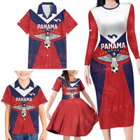 Custom Panama Football Family Matching Long Sleeve Bodycon Dress and Hawaiian Shirt Los Canaleros Harpy Eagle - Wonder Print Shop
