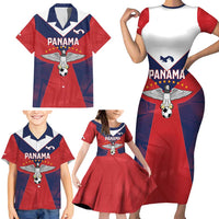 Custom Panama Football Family Matching Short Sleeve Bodycon Dress and Hawaiian Shirt Los Canaleros Harpy Eagle - Wonder Print Shop
