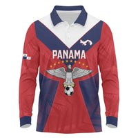 Custom Panama Football Long Sleeve Polo Shirt Los Canaleros Harpy Eagle - Wonder Print Shop