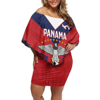 Custom Panama Football Off Shoulder Short Dress Los Canaleros Harpy Eagle - Wonder Print Shop