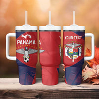 Custom Panama Football Tumbler With Handle Los Canaleros Harpy Eagle - Wonder Print Shop