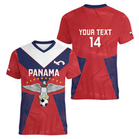 Custom Panama Football Women V-Neck T-Shirt Los Canaleros Harpy Eagle - Wonder Print Shop