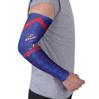 Custom Haiti Football Arm Sleeves Les Grenadiers Veve Vodou Blue - Wonder Print Shop