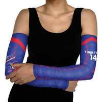 Custom Haiti Football Arm Sleeves Les Grenadiers Veve Vodou Blue - Wonder Print Shop