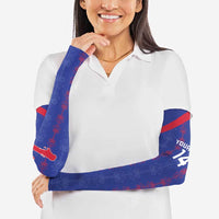 Custom Haiti Football Arm Sleeves Les Grenadiers Veve Vodou Blue - Wonder Print Shop
