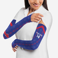 Custom Haiti Football Arm Sleeves Les Grenadiers Veve Vodou Blue - Wonder Print Shop
