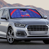 Haiti Football Auto Sun Shade Les Grenadiers Veve Vodou Blue - Wonder Print Shop
