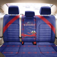 Haiti Football Back Car Seat Cover Les Grenadiers Veve Vodou Blue - Wonder Print Shop