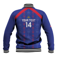 Custom Haiti Football Baseball Jacket Les Grenadiers Veve Vodou Blue - Wonder Print Shop
