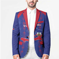 Custom Haiti Football Blazer Les Grenadiers Veve Vodou Blue - Wonder Print Shop