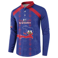 Custom Haiti Football Button Sweatshirt Les Grenadiers Veve Vodou Blue - Wonder Print Shop