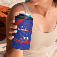 Custom Haiti Football 4 in 1 Can Cooler Tumbler Les Grenadiers Veve Vodou Blue - Wonder Print Shop