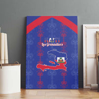 Haiti Football Canvas Wall Art Les Grenadiers Veve Vodou Blue - Wonder Print Shop