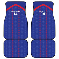 Custom Haiti Football Car Mats Les Grenadiers Veve Vodou Blue - Wonder Print Shop
