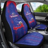 Haiti Football Car Seat Cover Les Grenadiers Veve Vodou Blue - Wonder Print Shop