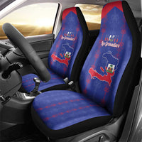 Haiti Football Car Seat Cover Les Grenadiers Veve Vodou Blue - Wonder Print Shop