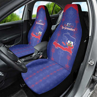 Haiti Football Car Seat Cover Les Grenadiers Veve Vodou Blue - Wonder Print Shop