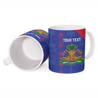 Custom Haiti Football Ceramic Mug Les Grenadiers Veve Vodou Blue - Wonder Print Shop