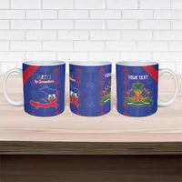 Custom Haiti Football Ceramic Mug Les Grenadiers Veve Vodou Blue - Wonder Print Shop