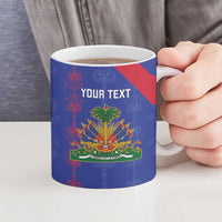 Custom Haiti Football Ceramic Mug Les Grenadiers Veve Vodou Blue - Wonder Print Shop