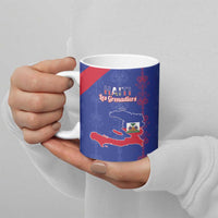 Custom Haiti Football Ceramic Mug Les Grenadiers Veve Vodou Blue - Wonder Print Shop