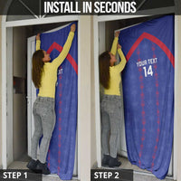 Custom Haiti Football Door Cover Les Grenadiers Veve Vodou Blue - Wonder Print Shop
