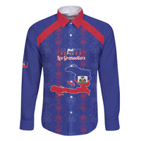 Custom Haiti Football Family Matching Long Sleeve Bodycon Dress and Hawaiian Shirt Les Grenadiers Veve Vodou Blue - Wonder Print Shop