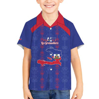 Custom Haiti Football Family Matching Summer Maxi Dress and Hawaiian Shirt Les Grenadiers Veve Vodou Blue - Wonder Print Shop
