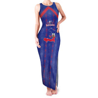 Custom Haiti Football Family Matching Tank Maxi Dress and Hawaiian Shirt Les Grenadiers Veve Vodou Blue - Wonder Print Shop