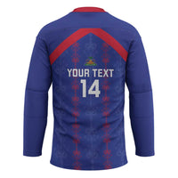 Custom Haiti Football Hockey Jersey Les Grenadiers Veve Vodou Blue - Wonder Print Shop