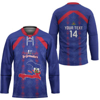Custom Haiti Football Hockey Jersey Les Grenadiers Veve Vodou Blue - Wonder Print Shop