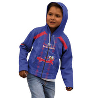 Custom Haiti Football Kid Hoodie Les Grenadiers Veve Vodou Blue - Wonder Print Shop