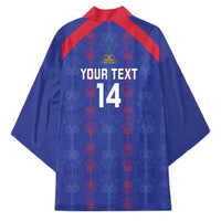 Custom Haiti Football Kimono Les Grenadiers Veve Vodou Blue - Wonder Print Shop