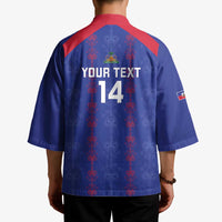Custom Haiti Football Kimono Les Grenadiers Veve Vodou Blue - Wonder Print Shop